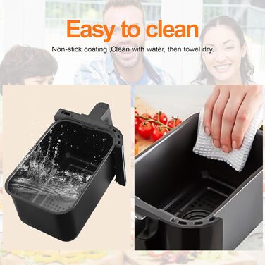 Аерофритюрниця Air Fryer з вікном, міні-духовка з двома зонами приготування, сенсорне керування, 15 програм та функція Sync Finish
