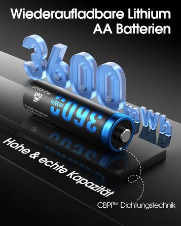 Набір акумуляторів Homesuit AA 1.5V 3600mWh (12 шт.) літієві перезарядні батарейки з пристроєм швидкої зарядки для іграшок, фотокамер та електроніки