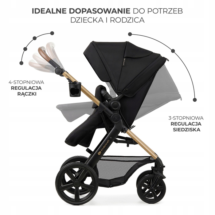 Багатофункціональний візок 3в1 Kinderkraft MOOV 2 з автокріслом MINK PRO, чорний