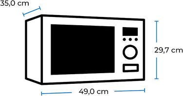 Мікрохвильова піч Exquisit MW8023-F-240DIG, 23 л, 750 Вт, гриль 1000 Вт, чорна, 5 режимів, flatbed
