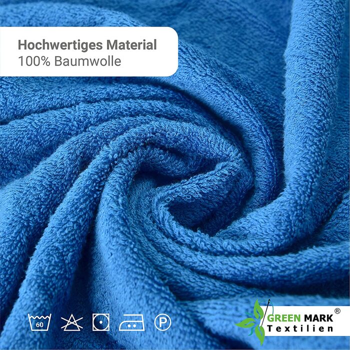 Набір рушників NatureMark 8 шт. фротте різних розмірів, 100% бавовна, королівський синій (4 гостьові, 2 для рук, 2 банних)