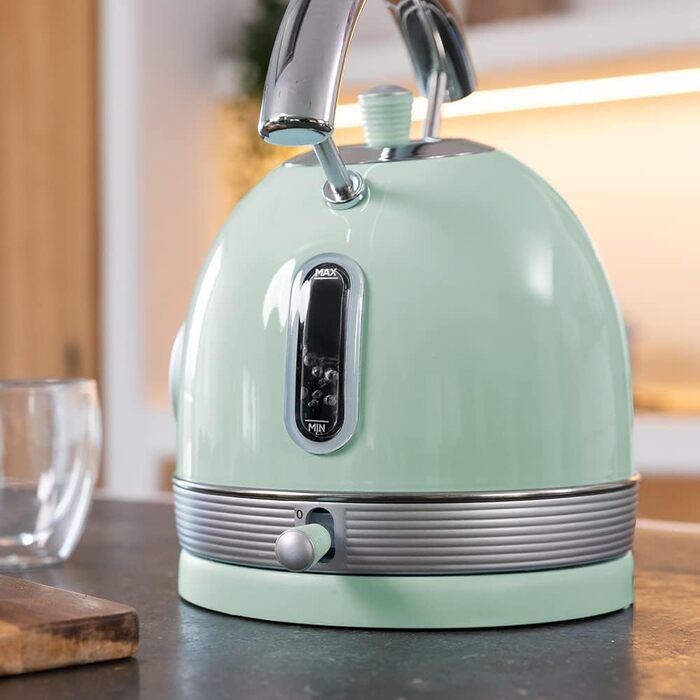 Електрочайник Cecotec ThermoSense 420, 1,8 л, 2200 Вт, з індикатором температури, нержавіюча сталь, вінтажний стиль, зелений