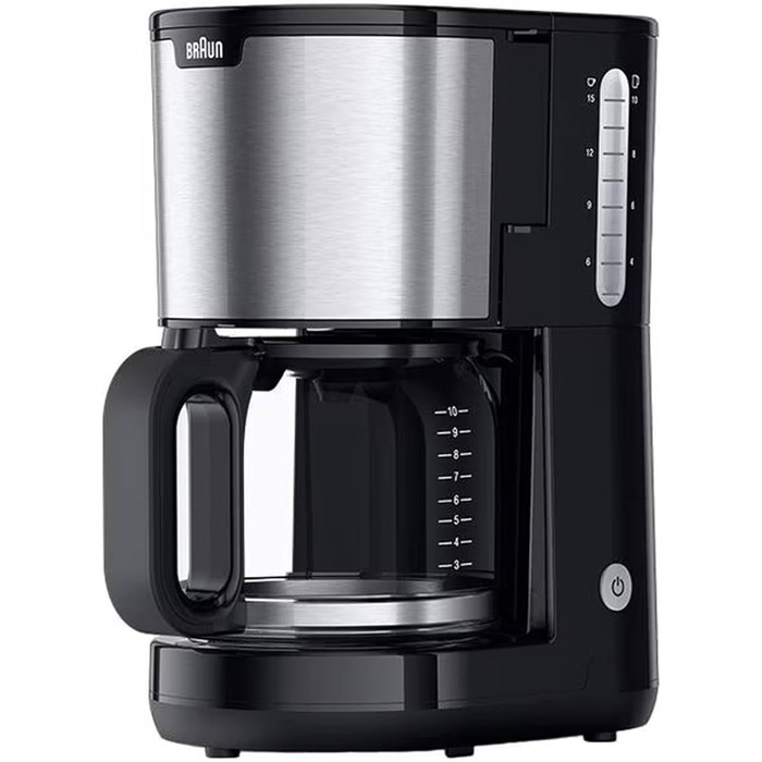 Кавоварка Braun PurShine KF 1500 BK, фільтраційна, скляний глечик 10 чашок, OptiBrew, авто-вимкнення, 1000 Вт, чорна