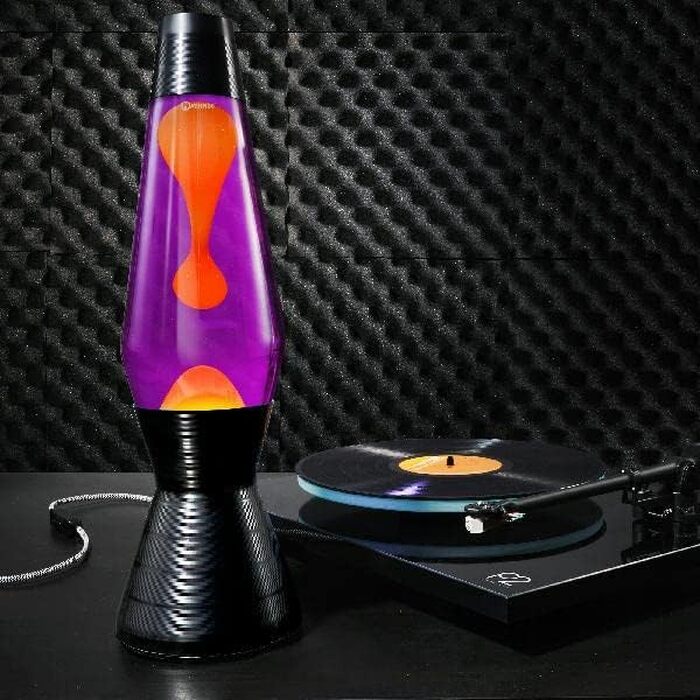Лава-лампа Mathmos Astro Vinyl (чорний/фіолетовий/помаранчевий) — оригінальний британський дизайн 1963 року, ручна робота