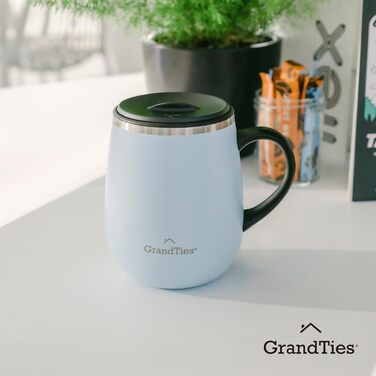 Термокружка Grandties з кришкою-ковзанням - 480 мл, з подвійних стінок з нержавіючої сталі, для гарячих та холодних напоїв | Зручний дизайн з ручкою, захист від розливання
