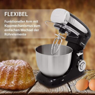 Кухонна машина Syntrox Germany Deluxe 1300 Вт, м'ясорубка і міксер, багатофункціональний міксер з насадками, універсальна кухонна техніка, чорна