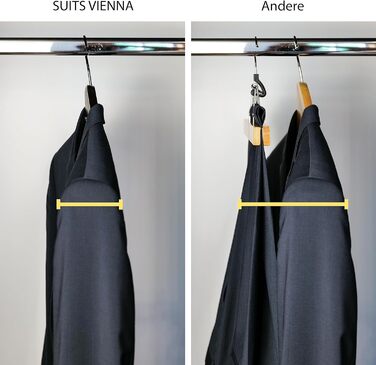 Дерев'яні вішалки для костюмів SUITS VIENNA, 4 шт, рельєфні, 40 см, для піджаків та штанів, жіночі, преміум-клас, масив дерева, нековзкі, делюкс