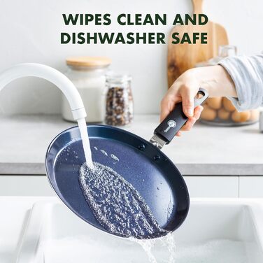 Сковорода для млинців GreenPan Torino 28 см, керамічна антипригарна, без PFAS, для індукції, для духовки до 160°C, можна мити в посудомийці, чорна