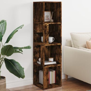 Кутова полиця vidaXL на 4 секції, книжкова, для офісу, бетонно-сіра, 33x33x132 см, ДСП