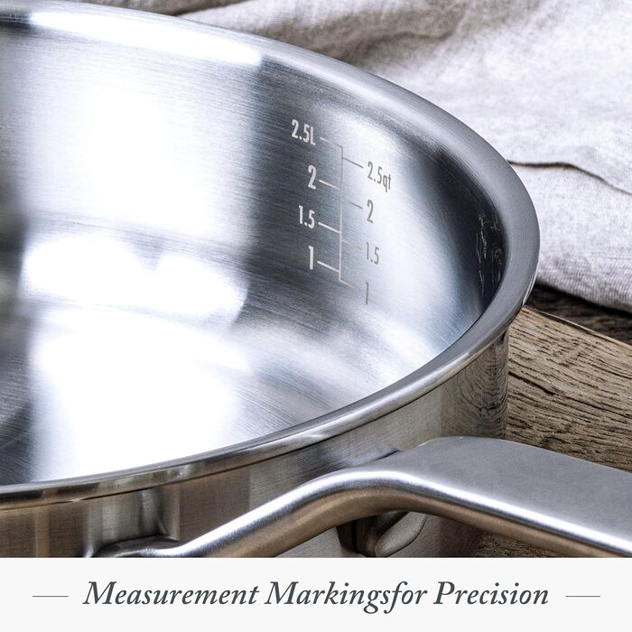 Набір посуду Merten & Storck Tri-Ply 8-Piece Cookware Set, нержавіюча сталь, індукційне дно, склокришки, придатний для духовки та посудомийної машини, сріблястий