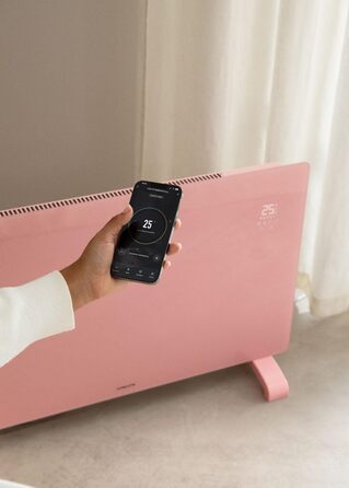 Електричний скляний конвектор з Wi-Fi, LED-екраном, 2000 Вт, пастельно-рожевий, CREATE/WARM CRYSTAL