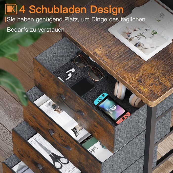 Кутовий письмовий стіл ODK L-подібний чорний з 4 шухлядами, USB-портами та розетками, 140x80x84,7 см для домашнього офісу
