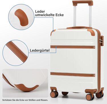 Жорсткий валізу COOLIFE 55x40x20 см для ручної поклажі EasyJet, легкий чемодан з TSA-замком і 4 подвійними колесами, чорний/коричневий