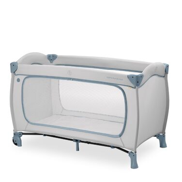 Дитяче дорожнє ліжечко Hauck Sleep N Play Go Plus з сумкою для транспортування, великим входом для ігор, компактне складання, для немовлят і малюків від народження до 15 кг, колір Dusty Blue, без матраца