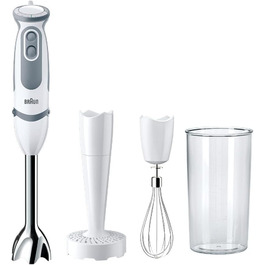 Блендер Braun MultiQuick 5 Vario MQ 5207WH, 1000 Вт, з насадками, нержавіюча сталь, білий/сірий