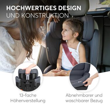 Автокрісло KikkaBoo 15-36 кг i-AID, група 2-3 (3-12 років), 100-150 см, без ISOFIX, регульована підголовник (сірий)