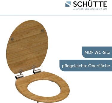 Дерев'яне сидіння для унітаза SCHÜTTE з мікроліфтом (м'яке закриття), якісна кришка для унітаза з MDF, витримує до 175 кг, модель No Hurry