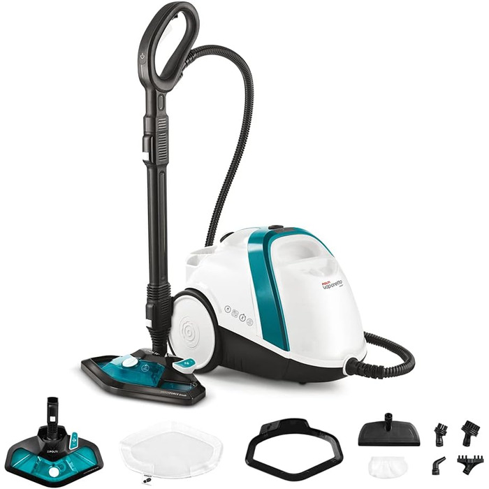 Парогенератор POLTI Vaporetto Smart 100 T 4 бар, 2 л, антивірусний, білий/бірюзовий, 110 г/хв, 9 насадок