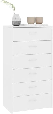 Комод vidaXL з 6 шухлядами, білий, 50x34x96 см, ДСП – багатофункціональна шафа, тумба для зберігання