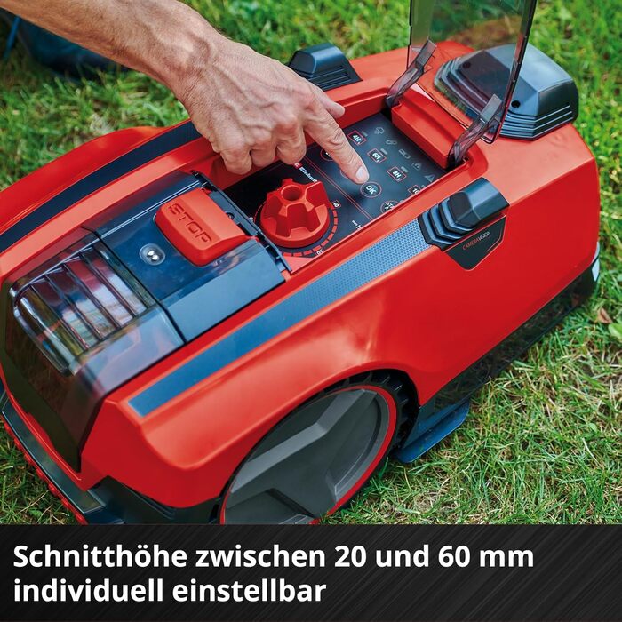 Газонокосарка-робот Einhell FREELEXO CAM 500 Power X-Change, 18V, безщітковий двигун, камера замість обмежувального дроту, для газонів до 500 м², ширина скошування 18 см, до 25% нахилу, акумулятор 3,0 Ah, 5 м магнітної стрічки