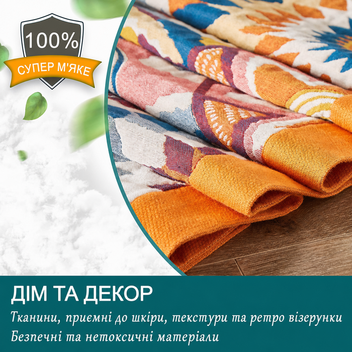 HOORDRY Покривало Boho 150x200 см, бавовняне, двостороннє, з орнаментом, для дивану, ліжка, крісла