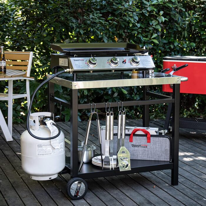 Royal Gourmet Grillwagen: Робочий стіл-гриль для барбекю на відкритому повітрі 85x50 см (нержавіюча сталь)