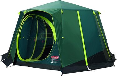 Намет Coleman Octagon з великими вікнами, 360° оглядом, сталевим каркасом, інтегрованою підлогою, водонепроникний, зелений/blackout, на 1 особу