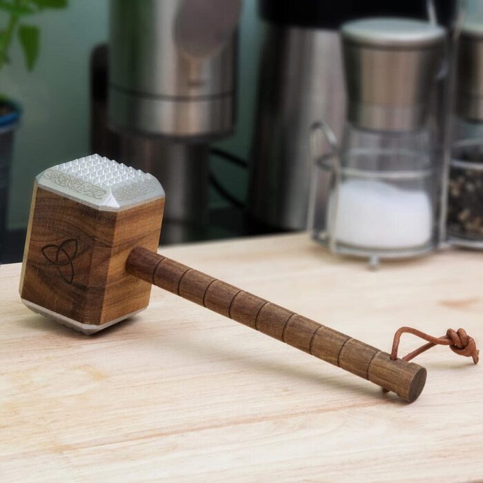 Кухонний молоток для м’яса Thor Mjölnir getDigital, акація, алюміній, з рунами