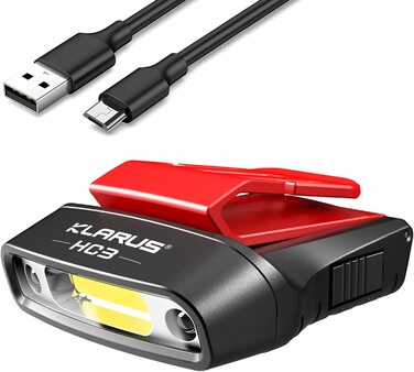 Klarus HC3 LED-ліхтар на кепку з білим і червоним світлом, сенсорним керуванням, 5 режимів, для полювання, кемпінгу та риболовлі