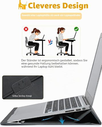 Чохол-сумка HYZUO для ноутбука MacBook 15 дюймів зі стійкою, Space Gray (Космічний сірий)
