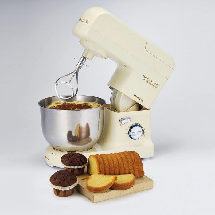 Ariete 1596 Pastamatic Gourmet 1950 - планетарний міксер з набором насадок для тіста, збивання та замішування - 10 швидкостей, бежевий