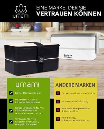Ланчбокс для дорослих Umami, герметичний бенто-бокс із відділеннями та 4 приборами, контейнер для салату, ланч-бокс для пікніка та офісу, 1200 мл, синій (Denim Blue)