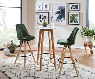 Барний стіл FineBuy 60x110x60 см білий, дерев'яний, для 4 осіб, скандинавський дизайн, високий стіл з дуба для бару та вечірок