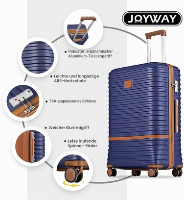Набір валіз для подорожей Joyway з ABS-пластику, розширюваний дорожній кофр з TSA-замком та 4 колесами, комплект з ручною поклажею, сумкою та косметичкою, Зелений (5 предметів)