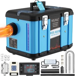 Автономний дизельний обігрівач VELPAX All in One 8кВт, 12V/24V/220V з LCD-дисплеєм, пультом та керуванням через APP для кемпера, автобудинку та причепа