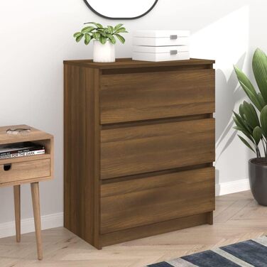 Комод vidaXL з 3 шухлядами, шафа для вітальні, дуб коричневий, 60x35x76 см, ДСП