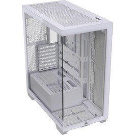 Корпус для ПК CORSAIR 3500X Mid-Tower ATX, білий, панорамне загартоване скло, сумісний з реверсивним підключенням материнської плати, без вентиляторів