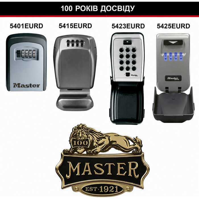 Кейс-сейф для ключів Master Lock Medium з настінним кріпленням для вулиці, металевий захисний бокс (11.9 x 8.5 x 3.6 см)