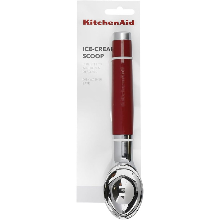 Ложка для морозива KitchenAid Eisportionierer, червона (Empire Red), нержавіюча сталь, для тіста, для мийки посуду