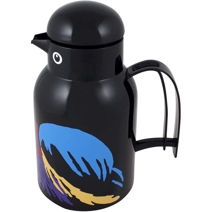 Термос-глечик Helios Thermo-Bird Папугай, пластик, чорний, 1 л