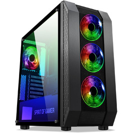 Ігровий корпус SPIRIT OF GAMER Rogue VI ATX/mATX/ITX з гартованим склом, 4 адресовані RGB LED вентилятори 120 мм, сумісний з Aura/MSI Mystic/ASROCK 3Pin