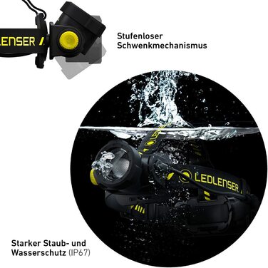 Налобний ліхтар Ledlenser H15R Work, 2500 люмен, LED, акумуляторний, IP67, високий CRI, фокусування, димер, дальність 250 м, з кріпленням на шолом та USB-магнітною зарядкою