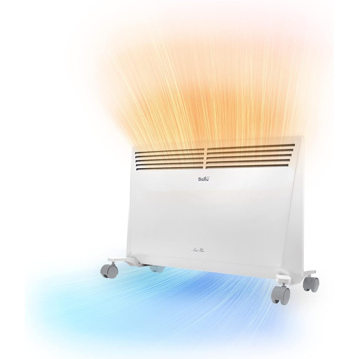 Електричний конвектор Ballu Heat Max 1500 Вт на роликах, настінний, з таймером і тижневим програмуванням