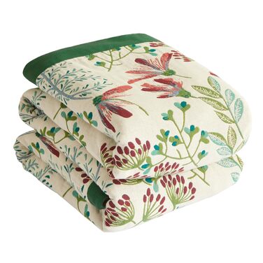 Покривало Bailix Premium Boho з 100% бавовни, двостороння муслінова ковдра 150x200 см, плед для дивана та ліжка в стилі пэчворк, смарагдово-бежевий
