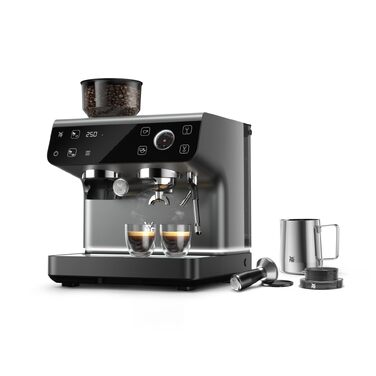 Напівавтоматична кавомашина WMF Espresso Pro з вбудованою кавомолкою, 15 бар, інтегрованими вагами та технологією Double-Thermoblock, колір стіле-сірий