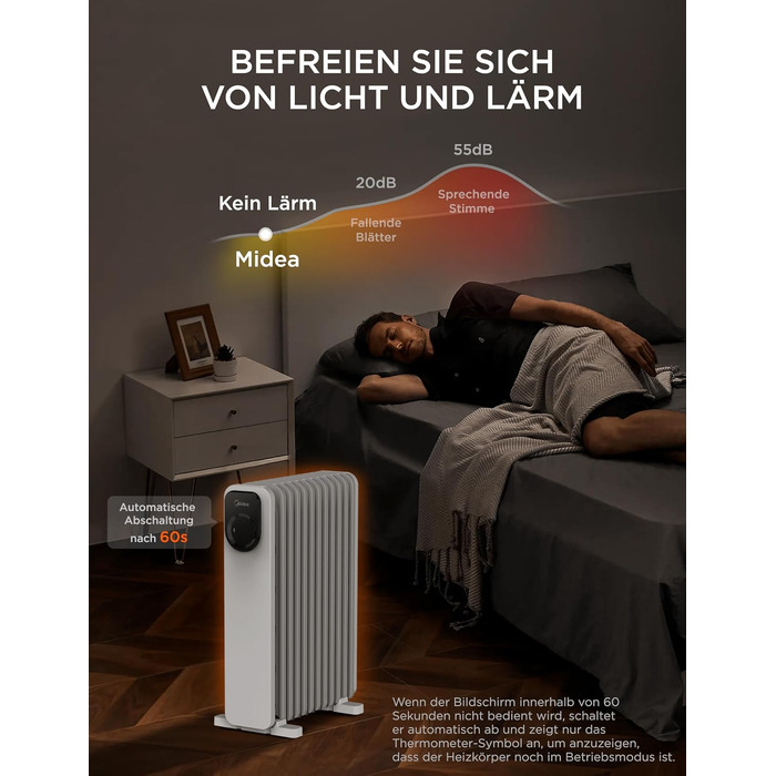 Масляний радіатор Midea NY2311-24UR, 2300 Вт, 11 секцій, з пультом ДК та LED-дисплеєм, чорний
