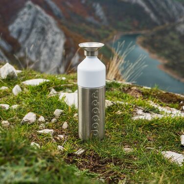 Сталева пляшка для води Dopper 800 мл, срібляста — герметична спортивна фляга з нержавіючої сталі 18/8, без BPA, для спорту, офісу та подорожей