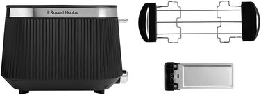 Тостер Russell Hobbs Brontë Stone 26761-56 (2 тости, чорний) з 6 режимами, підігрівом, розморожуванням та підйомним механізмом