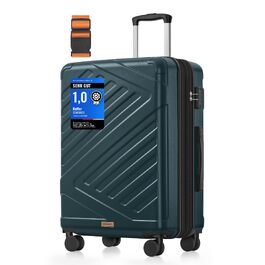 Валіза для подорожей SONGMICS, жорстка розширювана валіза з ABS-пластику, TSA-замком та 4 подвійними колесамими, розмір L (65 см), темно-бірюзова, RLP002C101