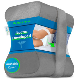 Подушка для колін з ортопедичною піною Memory Foam для сну на боці, при болях у спині та сідничному нерві - Сіра